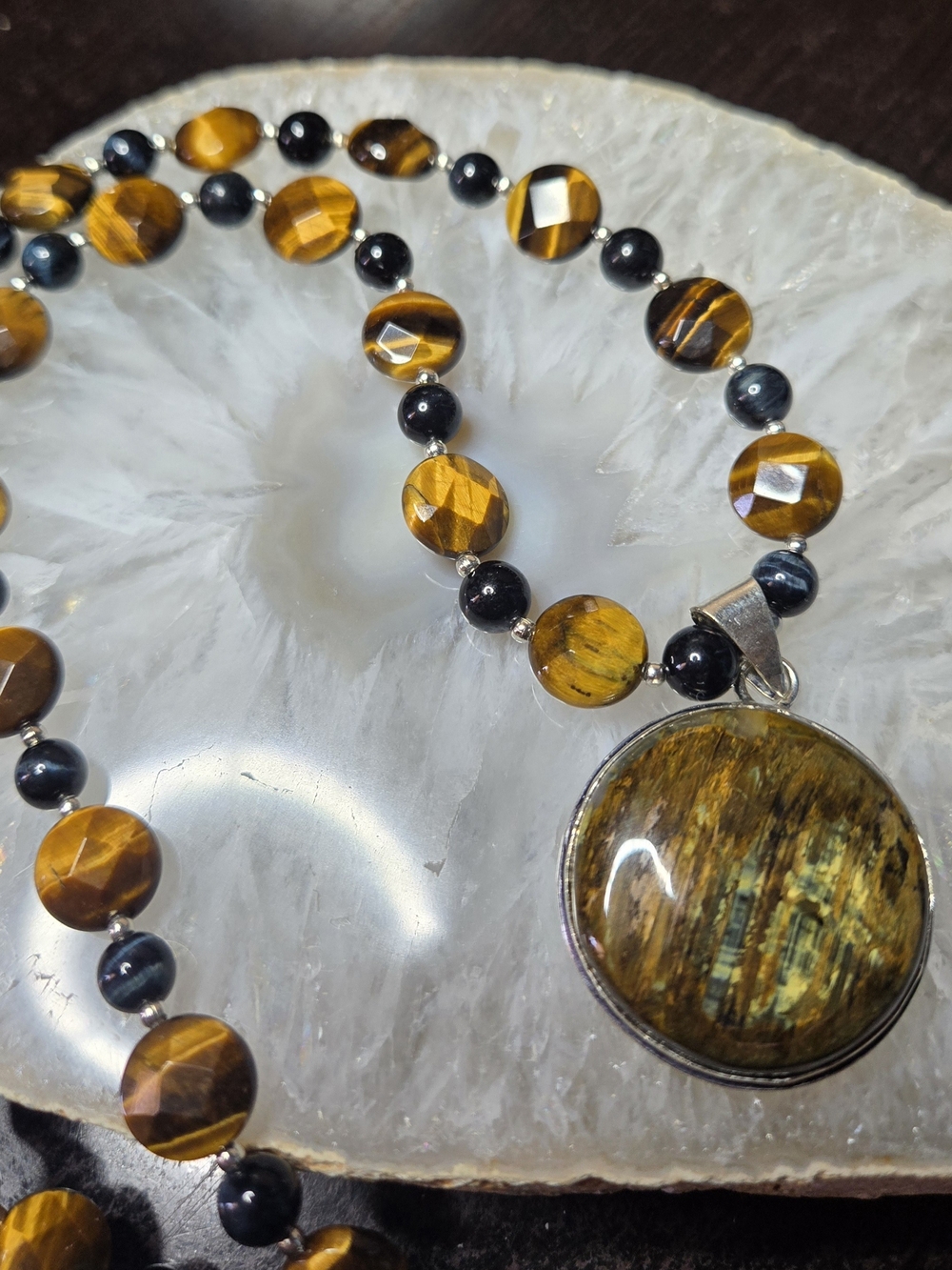 Pietersite With Blue And Yellow Tiger Eye Necklace